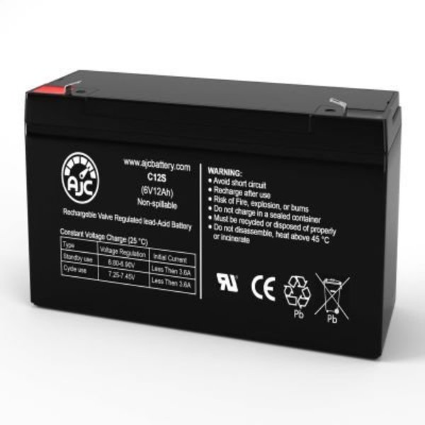 Battery Clerk AJC Werker WKA6-12F Sealed Lead Acid Replacement Battery 12Ah, 6V, F1 AJC-C12S-V-0-191689